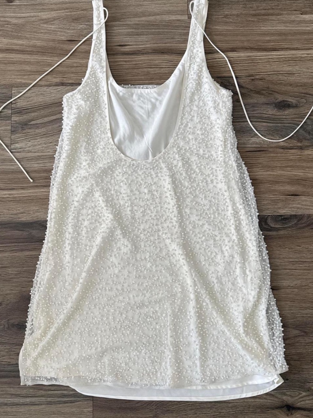 White Beaded Sleeveless Mini Dress - Picture 3 of 4